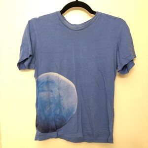 Blue Short Sleeve Graphic Tee with Planet Print